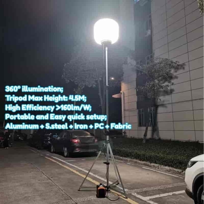 Oświetlenie 360° 60W 100W 120W 320W Bezodblaskowy Balon Świetlny LED na Statywie do Zastosowań Budowlanych